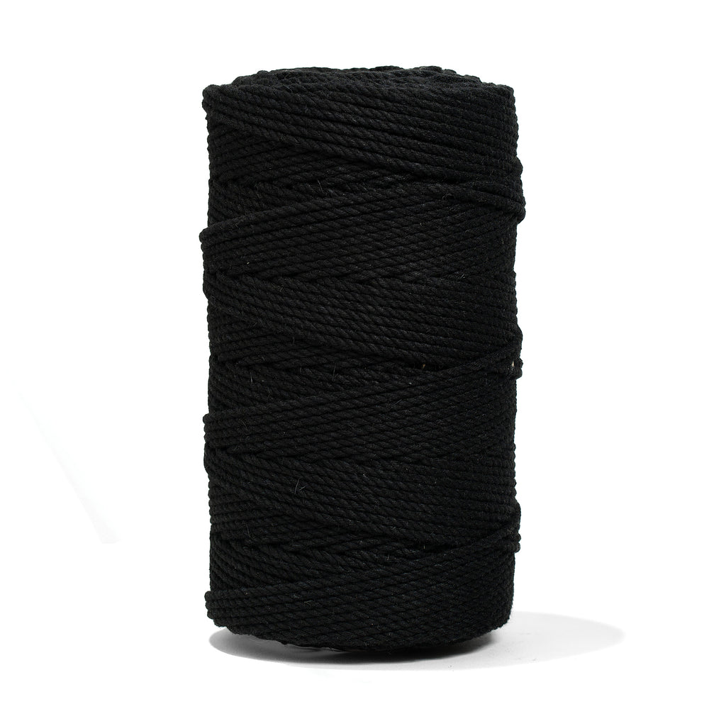 COTTON ROPE ZERO WASTE 2 MM - 3 PLY - BLACK COLOR