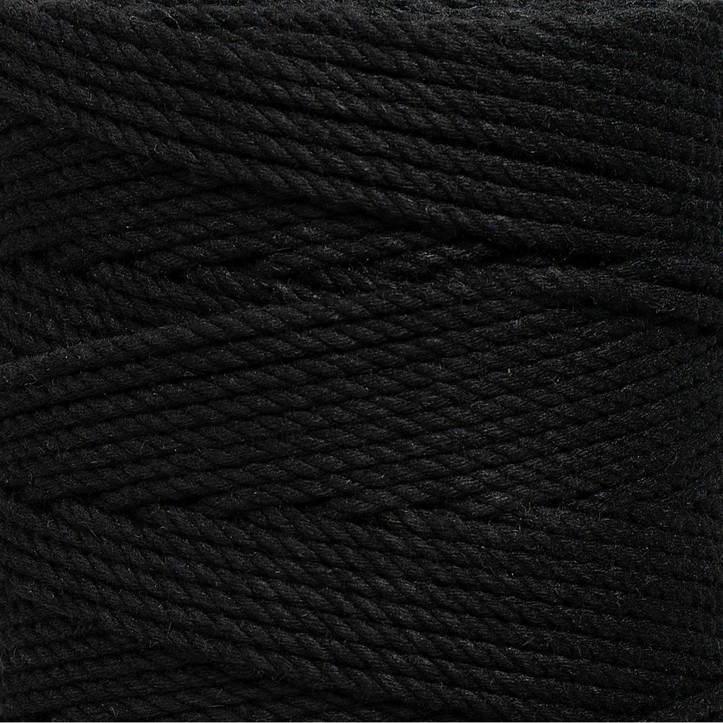 COTTON ROPE ZERO WASTE 2 MM - 3 PLY - BLACK COLOR
