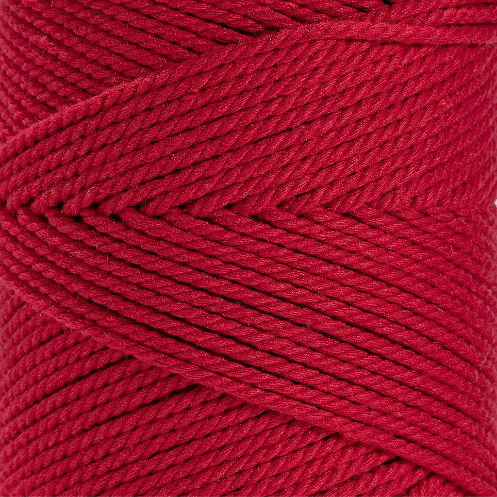 COTTON ROPE ZERO WASTE 2 MM - 3 PLY - RED COLOR
